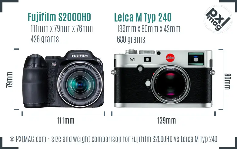 Fujifilm S2000HD vs Leica M Typ 240 size comparison