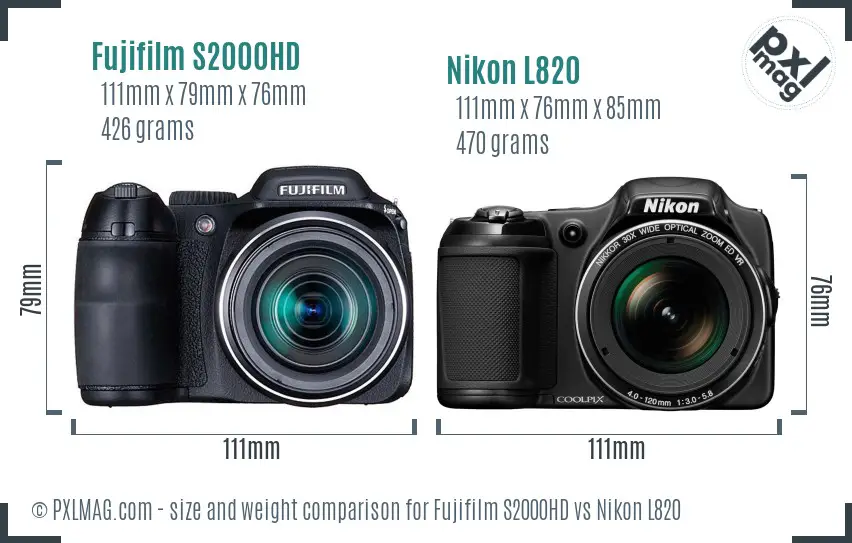 Fujifilm S2000HD vs Nikon L820 size comparison Fujifilm S2000HD vs Nikon L820 size comparison
