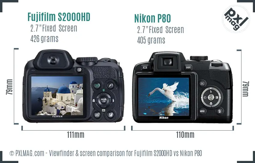Fujifilm S2000HD vs Nikon P80 Screen and Viewfinder comparison Fujifilm S2000HD vs Nikon P80 Screen and Viewfinder comparison