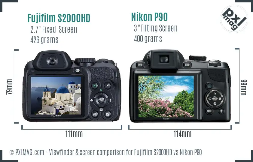 Fujifilm S2000HD vs Nikon P90 Screen and Viewfinder comparison