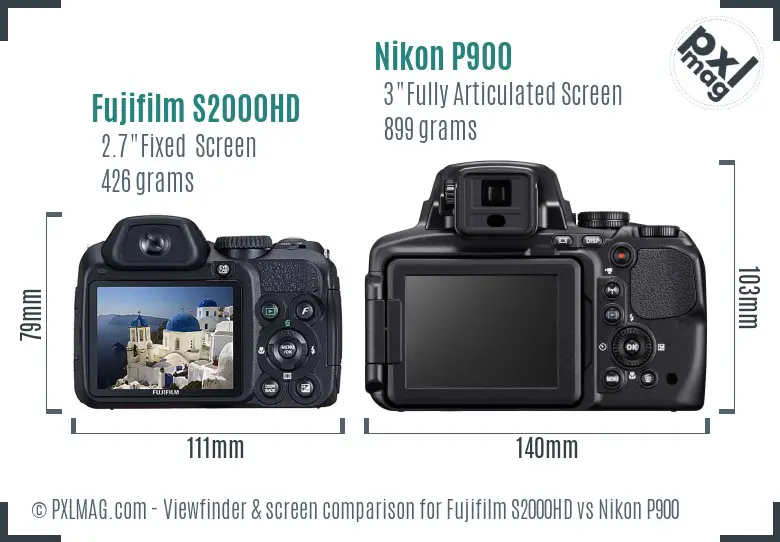 Fujifilm S2000HD vs Nikon P900 Screen and Viewfinder comparison Fujifilm S2000HD vs Nikon P900 Screen and Viewfinder comparison