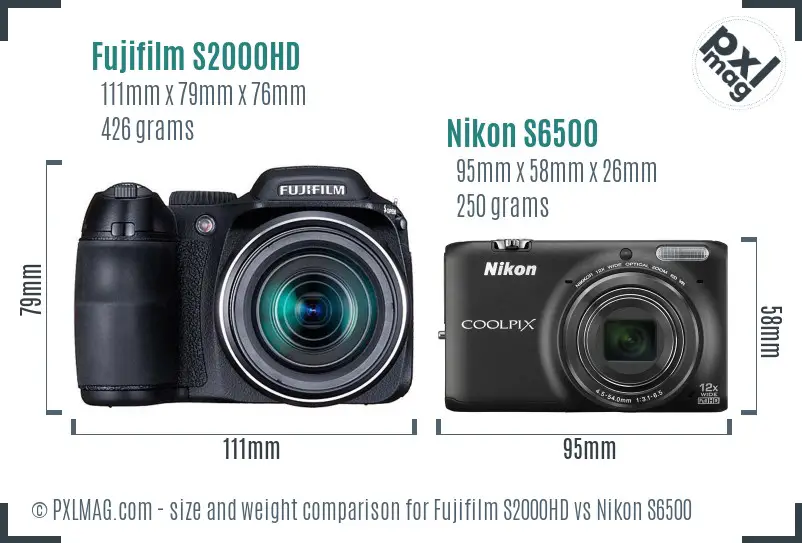 Fujifilm S2000HD vs Nikon S6500 size comparison