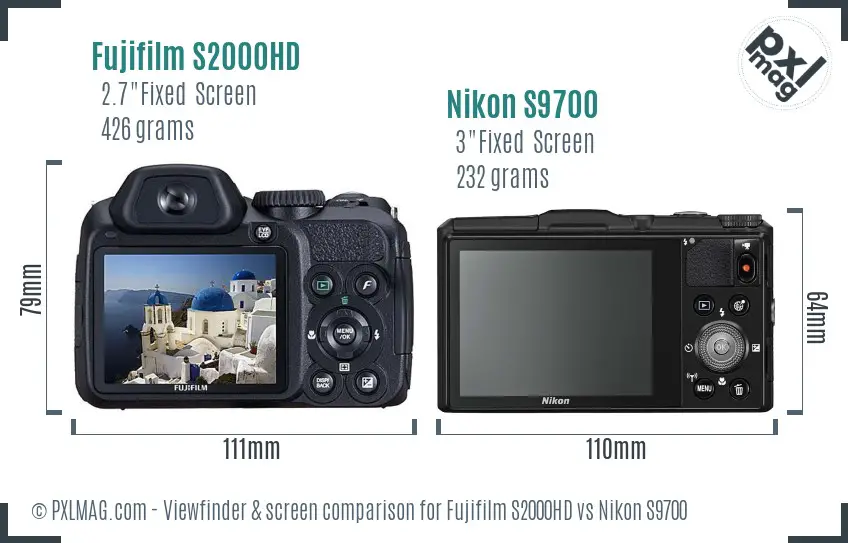Fujifilm S2000HD vs Nikon S9700 Screen and Viewfinder comparison Fujifilm S2000HD vs Nikon S9700 Screen and Viewfinder comparison