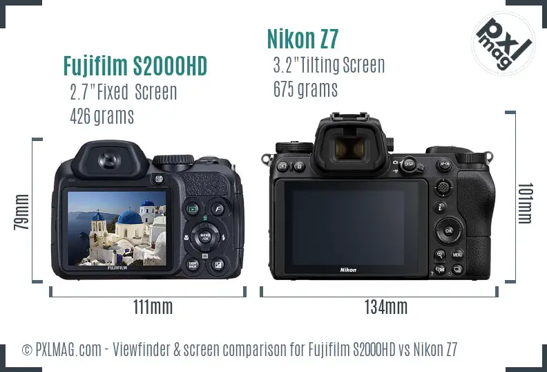 Fujifilm S2000HD vs Nikon Z7 Screen and Viewfinder comparison