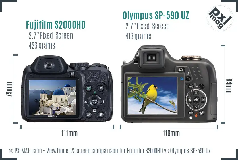 Fujifilm S2000HD vs Olympus SP-590 UZ Screen and Viewfinder comparison Fujifilm S2000HD vs Olympus SP-590 UZ Screen and Viewfinder comparison