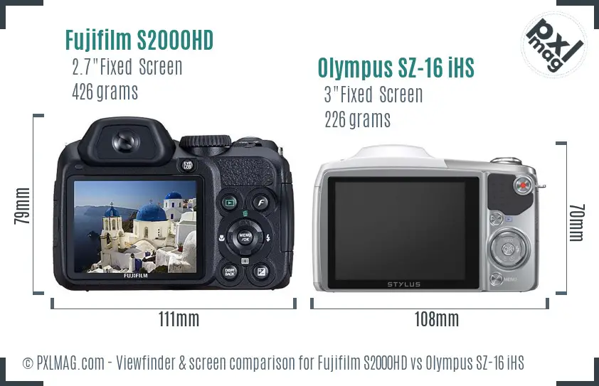 Fujifilm S2000HD vs Olympus SZ-16 iHS Screen and Viewfinder comparison Fujifilm S2000HD vs Olympus SZ-16 iHS Screen and Viewfinder comparison