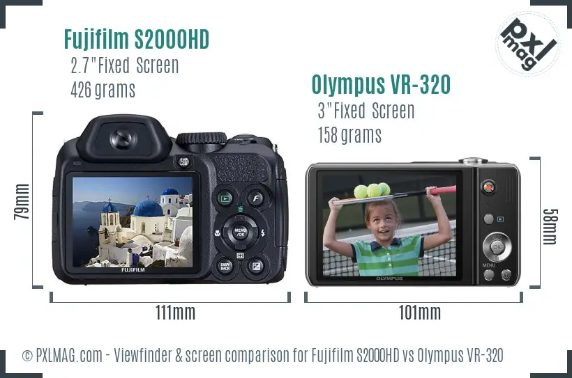 Fujifilm S2000HD vs Olympus VR-320 Screen and Viewfinder comparison