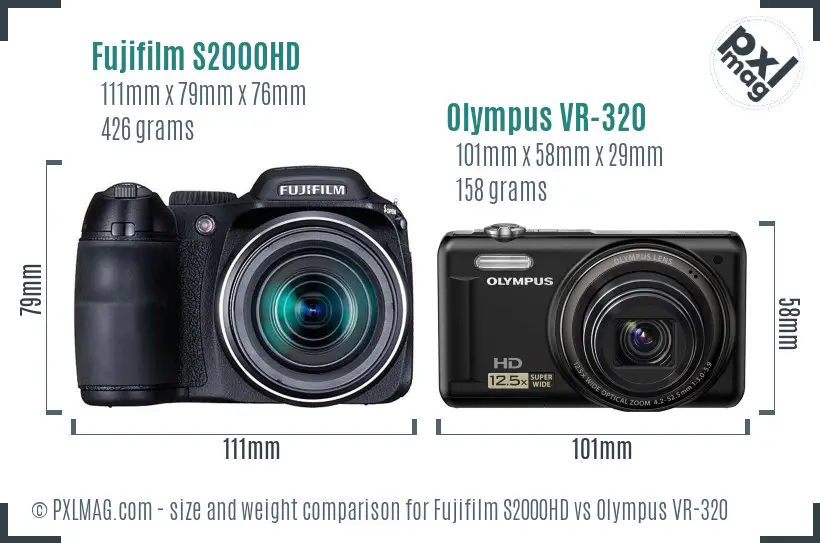 Fujifilm S2000HD vs Olympus VR-320 size comparison