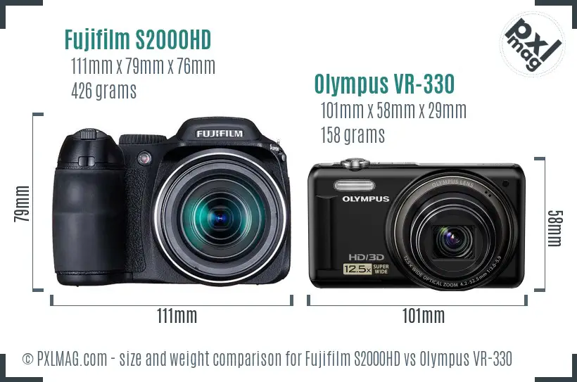 Fujifilm S2000HD vs Olympus VR-330 size comparison Fujifilm S2000HD vs Olympus VR-330 size comparison
