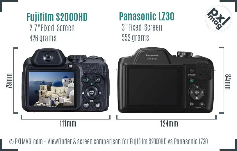 Fujifilm S2000HD vs Panasonic LZ30 Screen and Viewfinder comparison