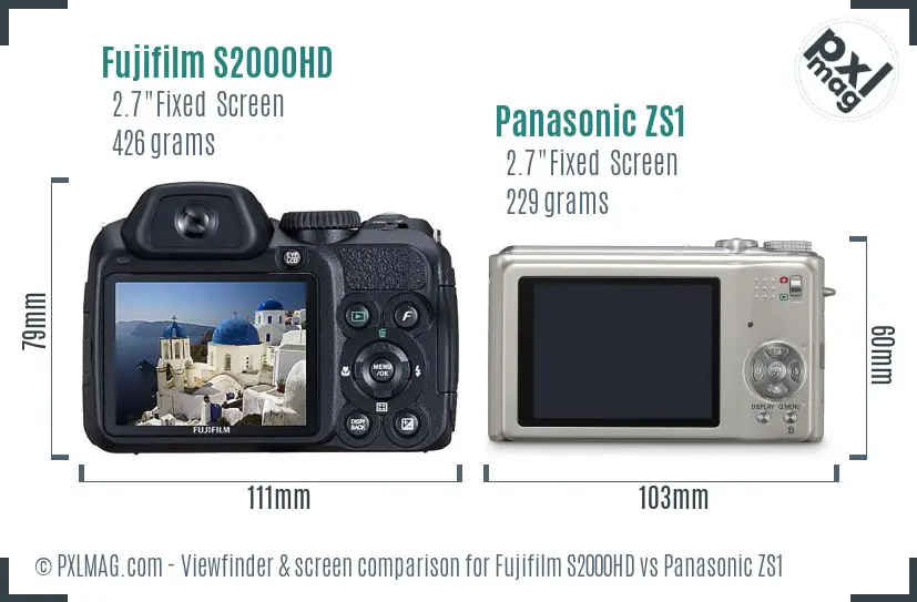 Fujifilm S2000HD vs Panasonic ZS1 Screen and Viewfinder comparison Fujifilm S2000HD vs Panasonic ZS1 Screen and Viewfinder comparison