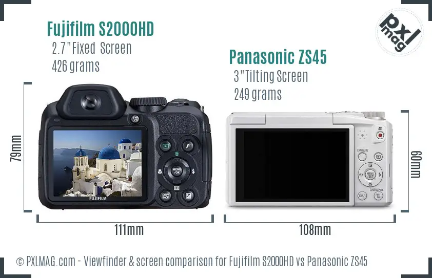 Fujifilm S2000HD vs Panasonic ZS45 Screen and Viewfinder comparison Fujifilm S2000HD vs Panasonic ZS45 Screen and Viewfinder comparison