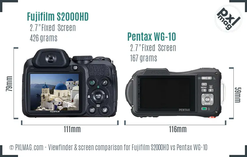 Fujifilm S2000HD vs Pentax WG-10 Screen and Viewfinder comparison