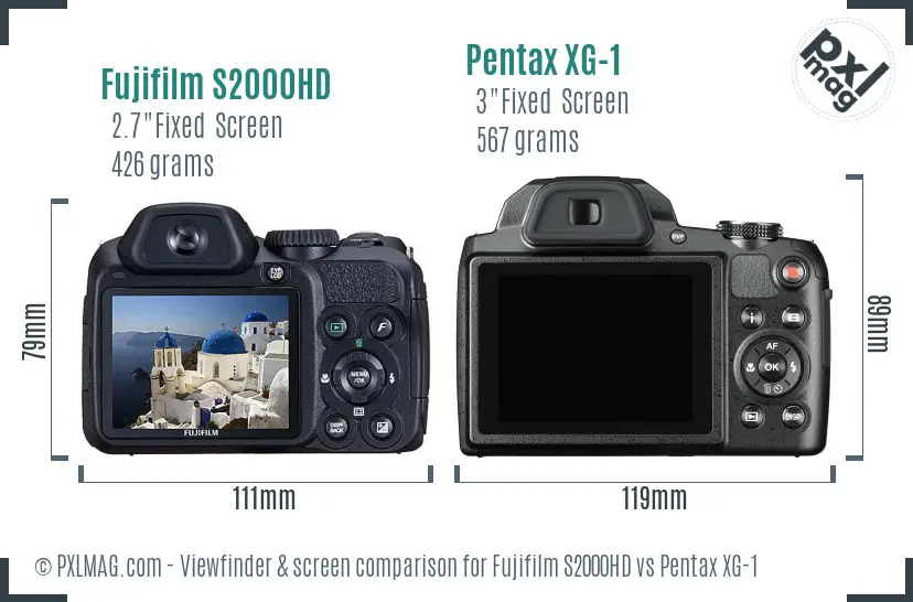 Fujifilm S2000HD vs Pentax XG-1 Screen and Viewfinder comparison Fujifilm S2000HD vs Pentax XG-1 Screen and Viewfinder comparison