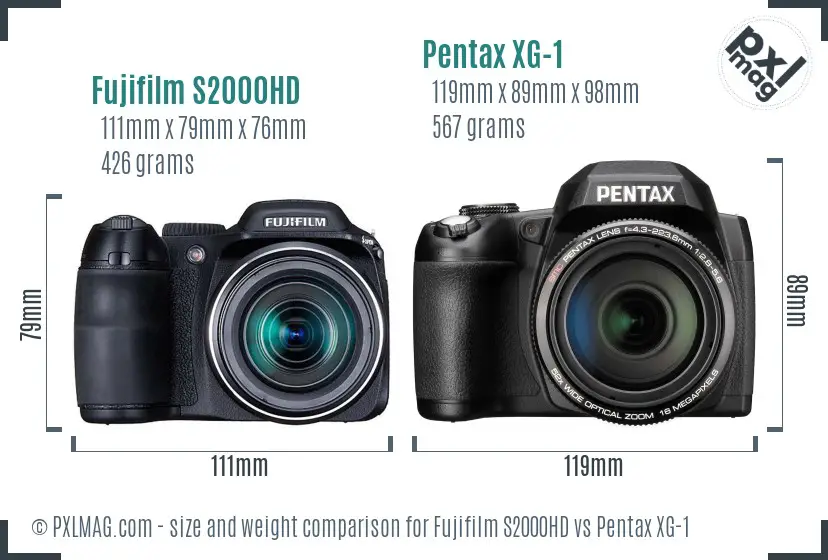 Fujifilm S2000HD vs Pentax XG-1 size comparison Fujifilm S2000HD vs Pentax XG-1 size comparison