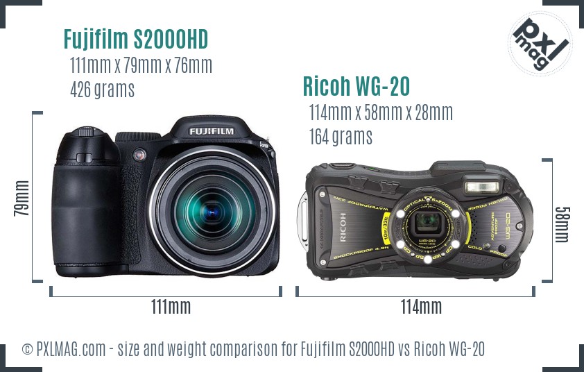 Fujifilm S2000HD vs Ricoh WG-20 size comparison Fujifilm S2000HD vs Ricoh WG-20 size comparison