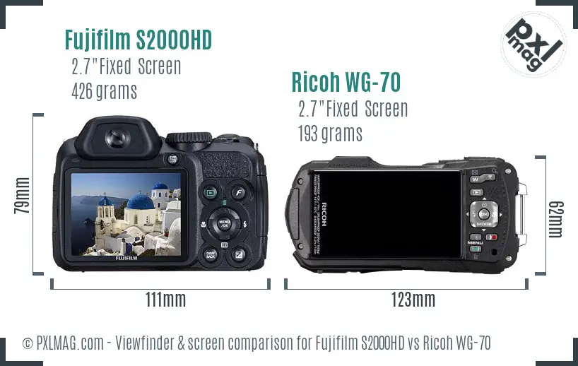 Fujifilm S2000HD vs Ricoh WG-70 Screen and Viewfinder comparison