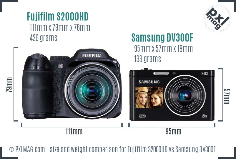 Fujifilm S2000HD vs Samsung DV300F size comparison Fujifilm S2000HD vs Samsung DV300F size comparison