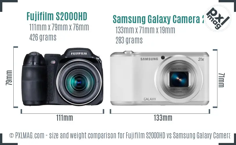 Fujifilm S2000HD vs Samsung Galaxy Camera 2 size comparison