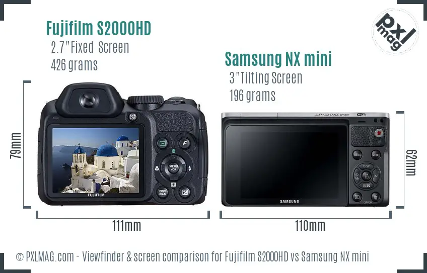 Fujifilm S2000HD vs Samsung NX mini Screen and Viewfinder comparison
