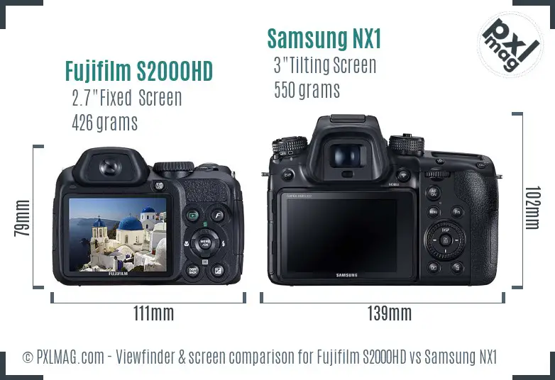 LCD screen and interface comparison between Fujifilm S2000HD and Samsung NX1