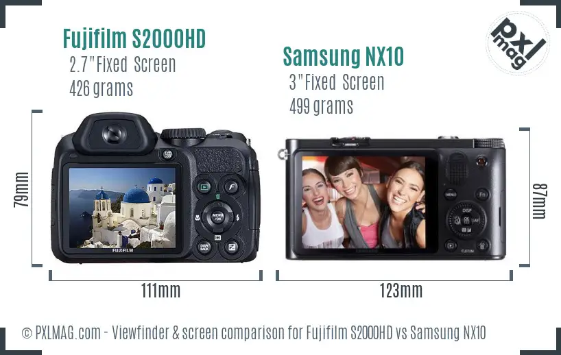Fujifilm S2000HD vs Samsung NX10 Screen and Viewfinder comparison Fujifilm S2000HD vs Samsung NX10 Screen and Viewfinder comparison