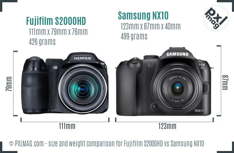 Fujifilm S2000HD vs Samsung NX10 size comparison Fujifilm S2000HD vs Samsung NX10 size comparison