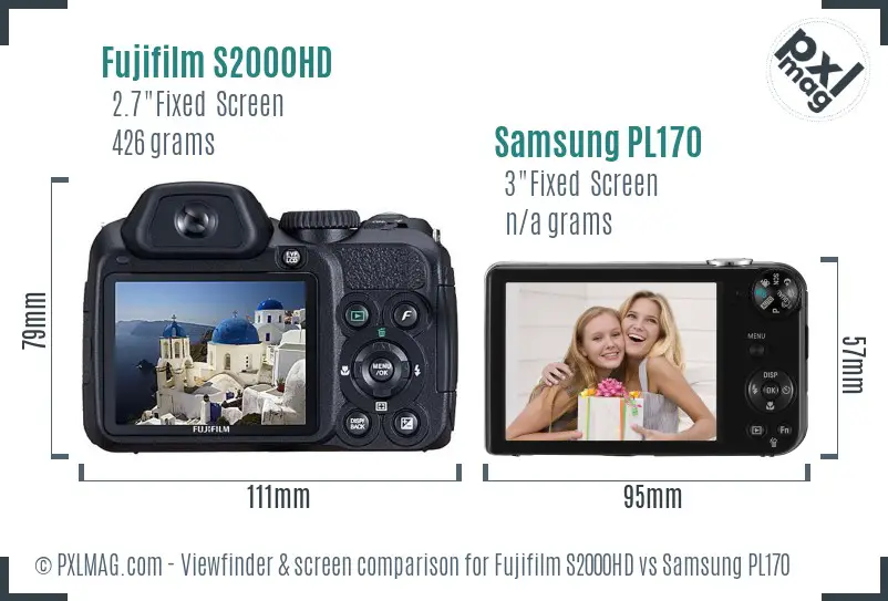 Fujifilm S2000HD vs Samsung PL170 Screen and Viewfinder comparison