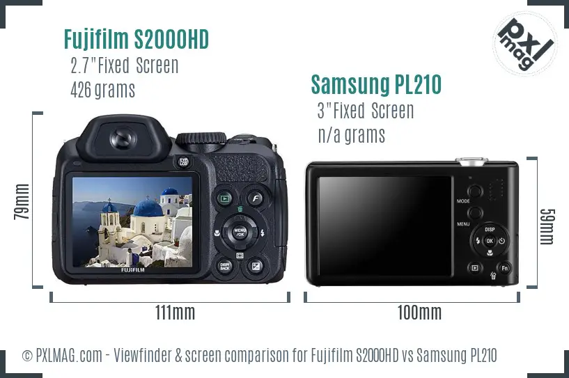 Fujifilm S2000HD vs Samsung PL210 Screen and Viewfinder comparison Fujifilm S2000HD vs Samsung PL210 Screen and Viewfinder comparison