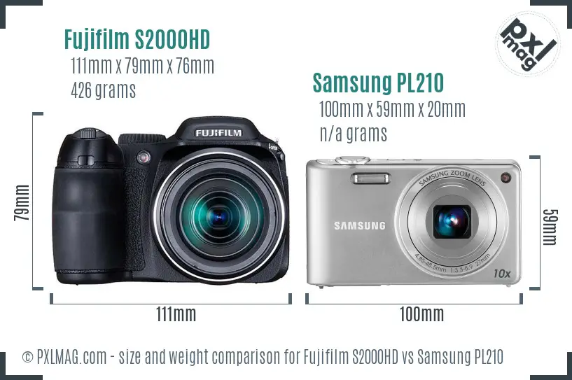 Fujifilm S2000HD vs Samsung PL210 size comparison Fujifilm S2000HD vs Samsung PL210 size comparison