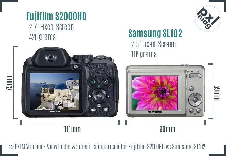 Fujifilm S2000HD vs Samsung SL102 Screen and Viewfinder comparison Fujifilm S2000HD vs Samsung SL102 Screen and Viewfinder comparison