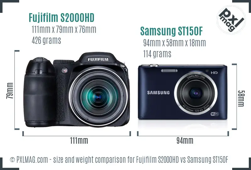 Fujifilm S2000HD vs Samsung ST150F size comparison Fujifilm S2000HD vs Samsung ST150F size comparison