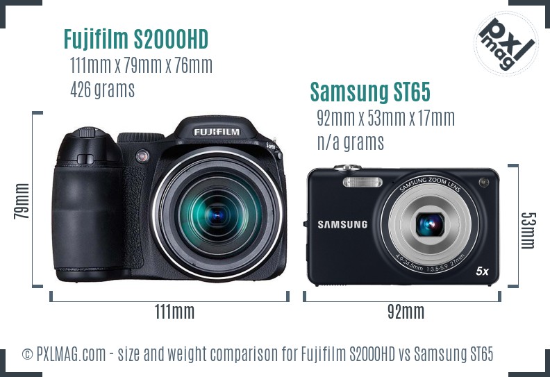 Fujifilm S2000HD vs Samsung ST65 size comparison