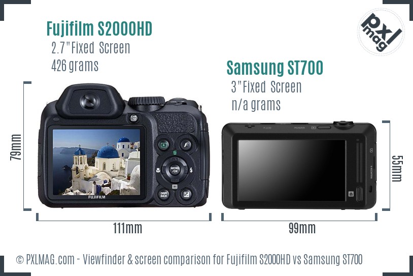Fujifilm S2000HD vs Samsung ST700 Screen and Viewfinder comparison