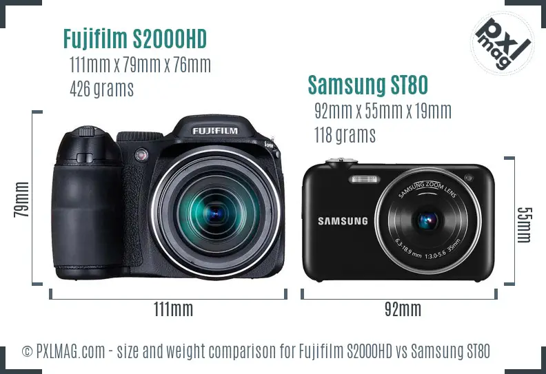 Fujifilm S2000HD vs Samsung ST80 size comparison