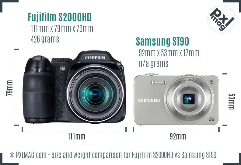 Fujifilm S2000HD vs Samsung ST90 size comparison Fujifilm S2000HD vs Samsung ST90 size comparison