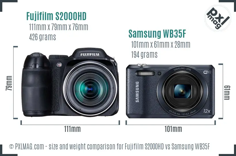 Fujifilm S2000HD vs Samsung WB35F size comparison Fujifilm S2000HD vs Samsung WB35F size comparison