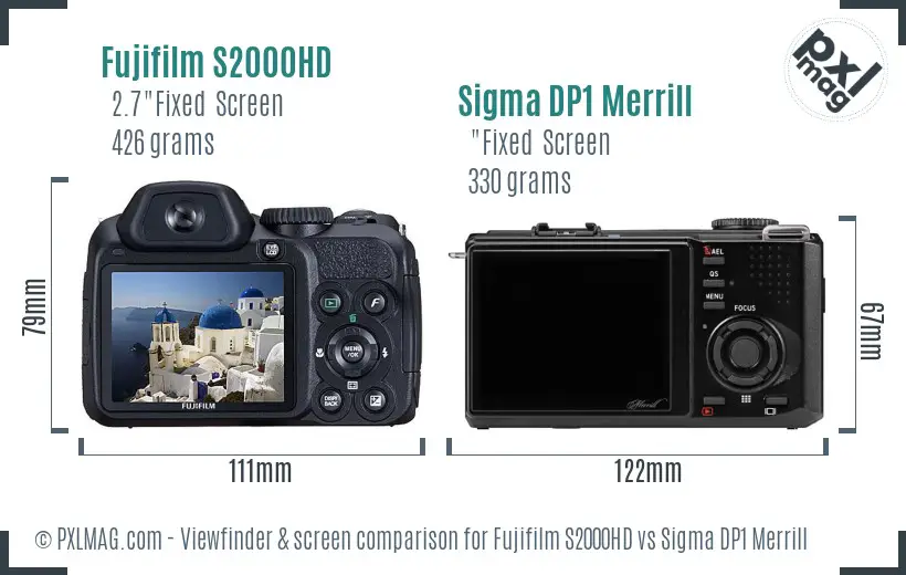 Fujifilm S2000HD vs Sigma DP1 Merrill Screen and Viewfinder comparison