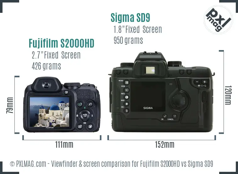 Fujifilm S2000HD vs Sigma SD9 Screen and Viewfinder comparison Fujifilm S2000HD vs Sigma SD9 Screen and Viewfinder comparison