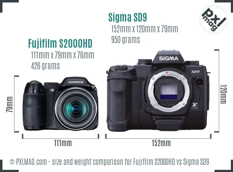 Fujifilm S2000HD vs Sigma SD9 size comparison Fujifilm S2000HD vs Sigma SD9 size comparison