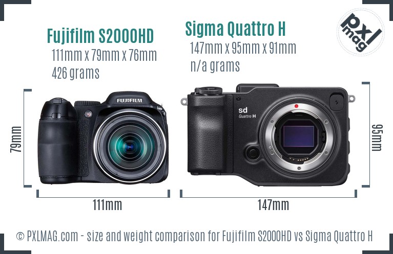 Fujifilm S2000HD vs Sigma Quattro H size comparison Fujifilm S2000HD vs Sigma Quattro H size comparison