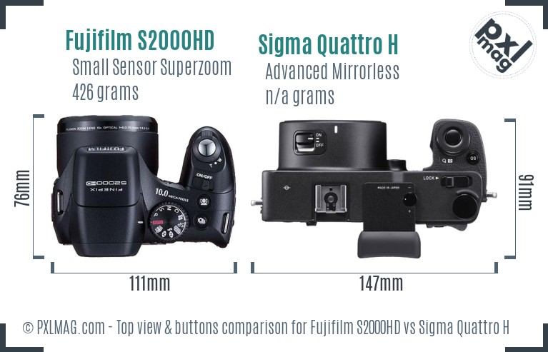Fujifilm S2000HD vs Sigma Quattro H top view buttons comparison