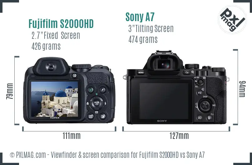 Fujifilm S2000HD vs Sony A7 Screen and Viewfinder comparison