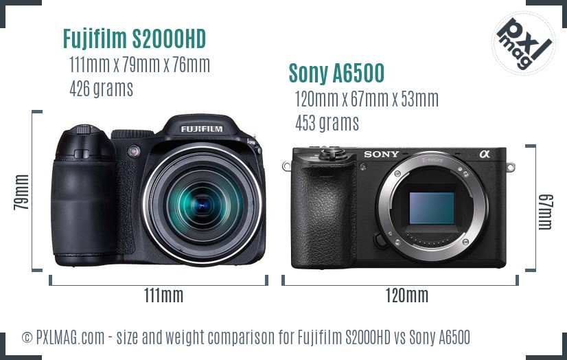 Fujifilm S2000HD vs Sony A6500 size comparison Fujifilm S2000HD vs Sony A6500 size comparison