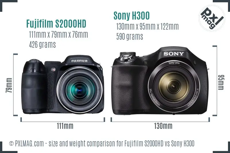 Fujifilm S2000HD vs Sony H300 size comparison