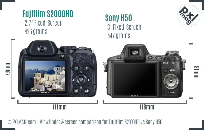 Fujifilm S2000HD vs Sony H50 Screen and Viewfinder comparison
