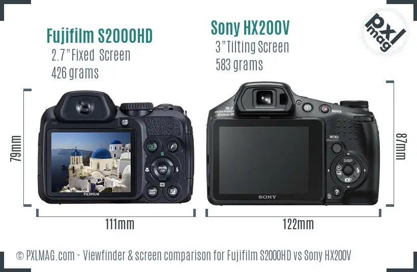 Fujifilm S2000HD vs Sony HX200V Screen and Viewfinder comparison Fujifilm S2000HD vs Sony HX200V Screen and Viewfinder comparison