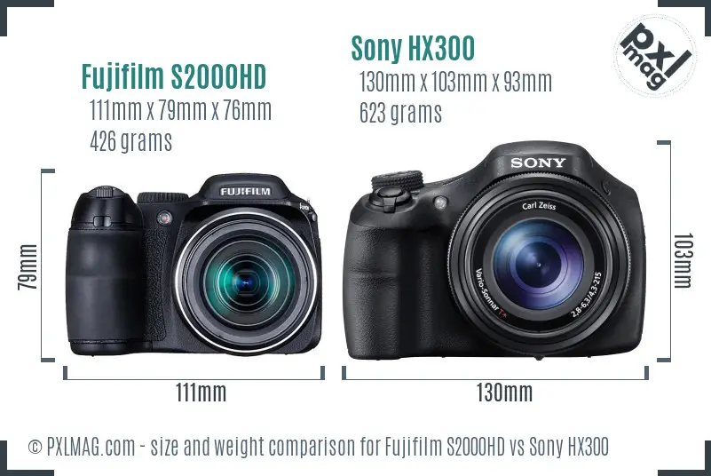 Fujifilm S2000HD vs Sony HX300 size comparison