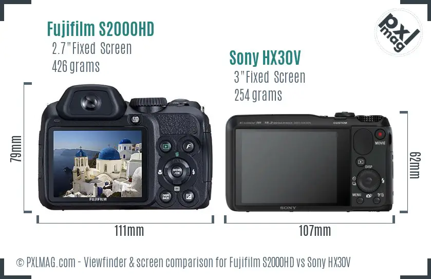Fujifilm S2000HD vs Sony HX30V Screen and Viewfinder comparison Fujifilm S2000HD vs Sony HX30V Screen and Viewfinder comparison