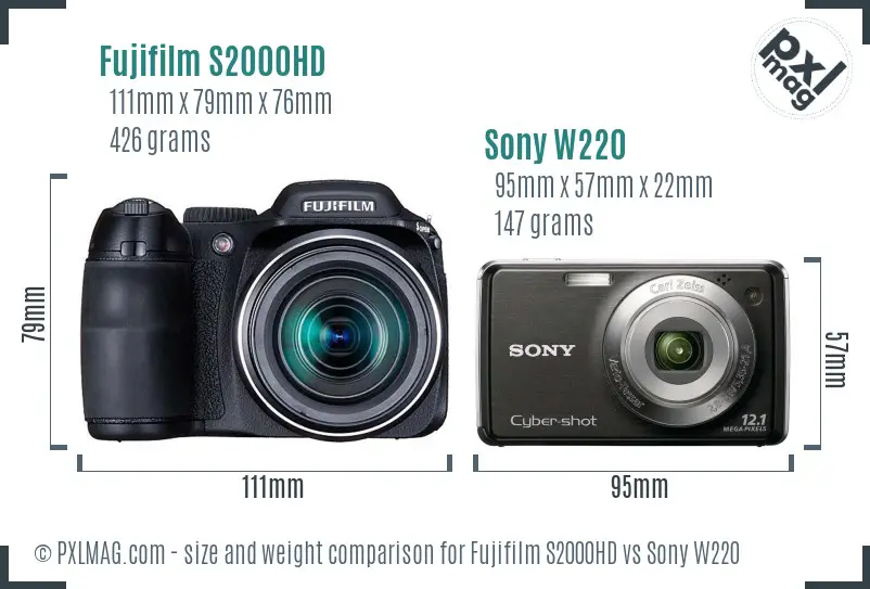 Fujifilm S2000HD vs Sony W220 size comparison Fujifilm S2000HD vs Sony W220 size comparison